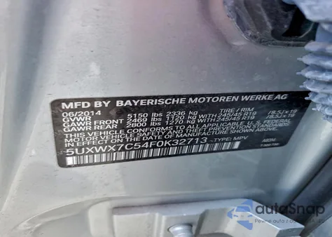 2015 BMW X3 xDrive35I from USA, damaged, VIN 5UXWX7C54F0K32713